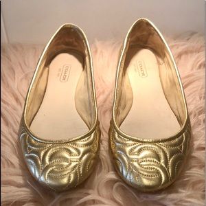 Coach Laticia Metallic Gold Flats